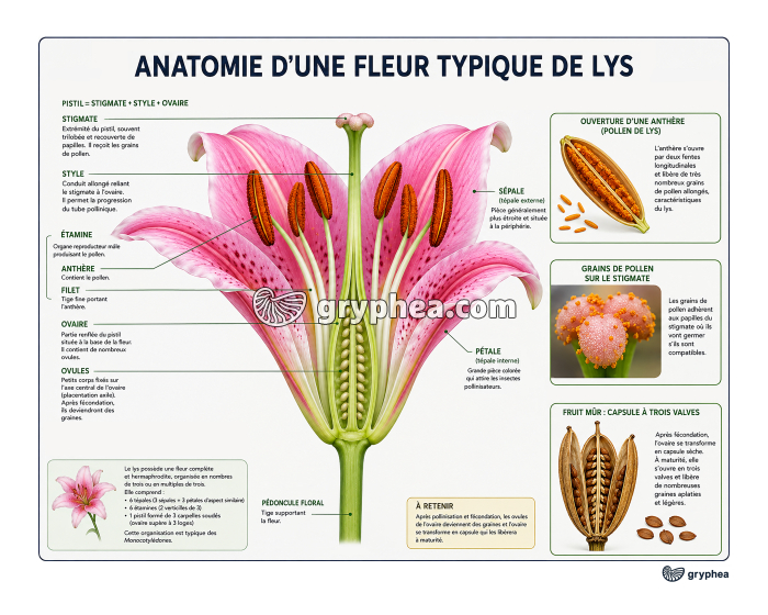 Anatomie d'une fleur typique de Lys - gryphea.com